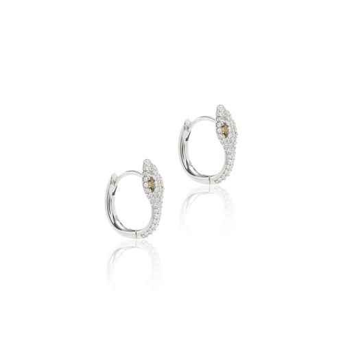 Brinco Argola Serpente Cristal Peridoto e Zircônia Branca - Prata 925
