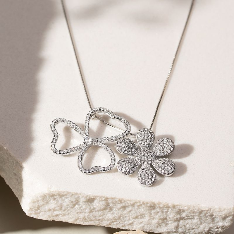 Colar-Flor-e-Trevo-Cravejado-com-Zirconia-Branca---52cm---Prata-925