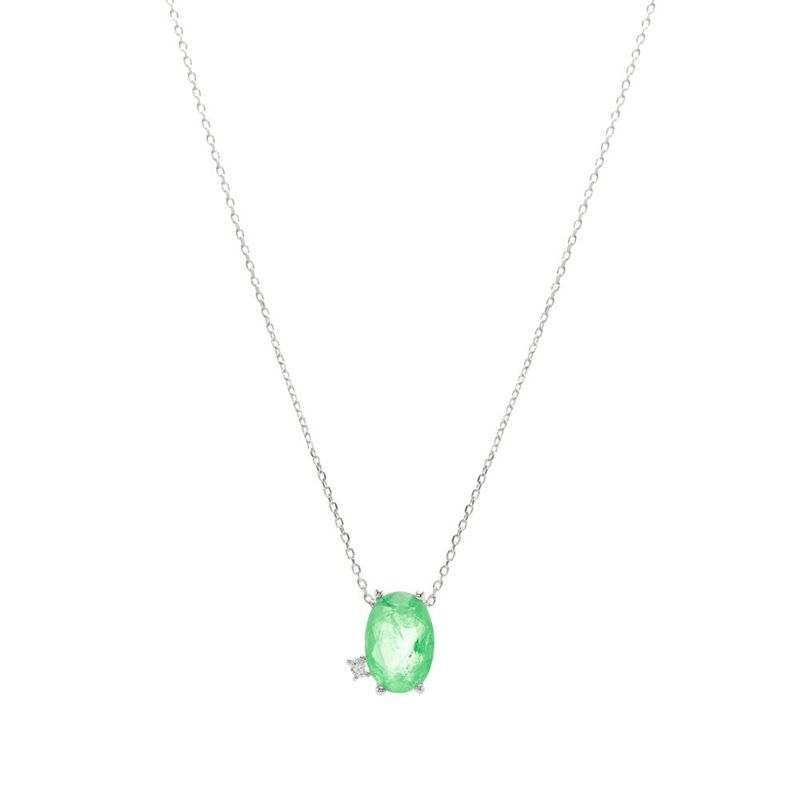 Colar-Oval-7x10-Fusion-Esmeralda-Cravejado-com-Zirconia-Branca---45cm---Prata-925