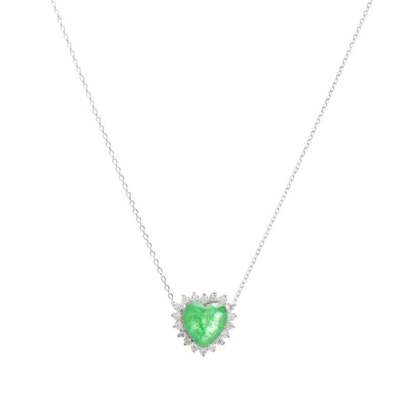 Colar-Coracao-10x10-Fusion-Esmeralda-Borda-Cravejada-com-Zirconia-Branca---45cm---Prata-925