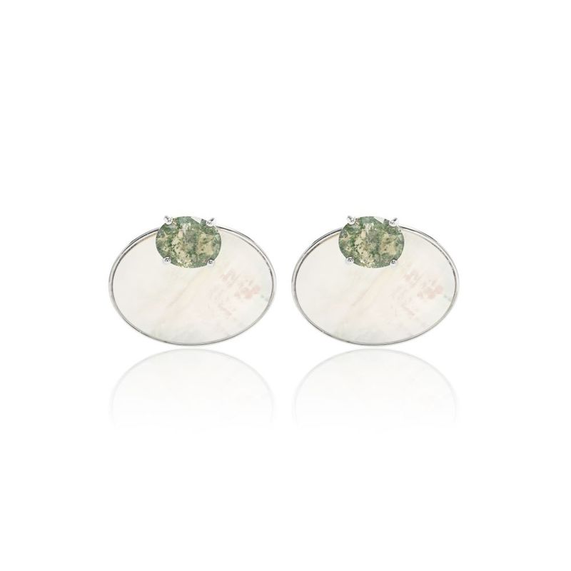 Brinco-Ear-Jacket-Cristal-Rutilado-Cor-Berilo-Oval-e-Madreperola---Banhado-em-Rodio-Branco