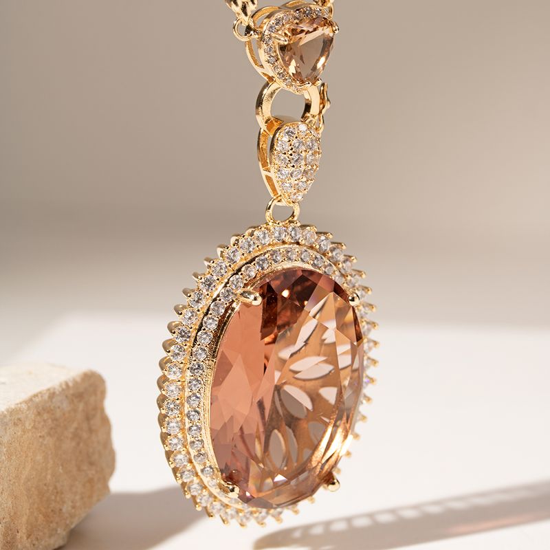 Colar-Maxi-Oval-Cristal-Rodolita-com-Formas-em-Cristal-Citrino-e-Cristal-Paraiba---50-cm---Banho-de-Ouro-18k