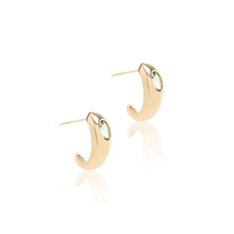 Brinco-Meia-Argola-com-Cristal-Berilo-Oval-Cravacao-Inglesa---Banho-de-Ouro-18k