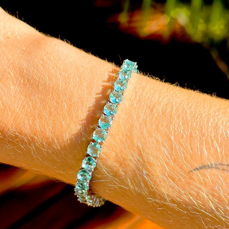 Pulseira-Riviera-Inteira-Cristal-Paraiba-Redondos---18cm---Banho-de-Rodio-Branco-