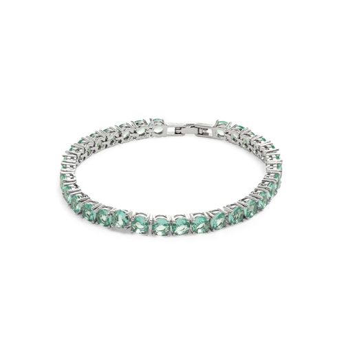 Pulseira Riviera Inteira Cristal Paraíba Redondos - Banho de Ródio Branco