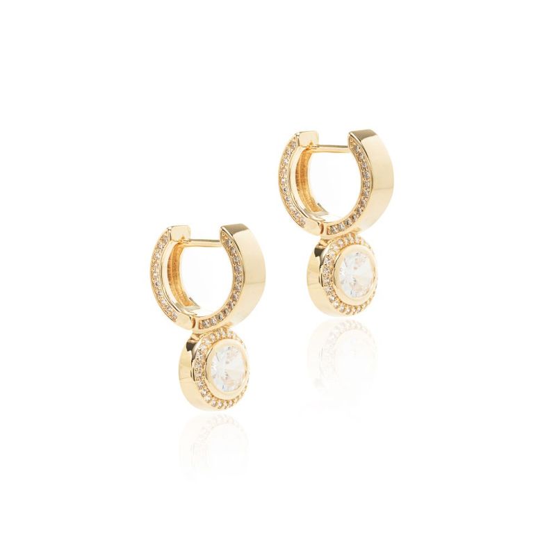 Brinco-Argola-Click-Zirconia-Branca-Oval-Cravejado---Banho-de-Ouro-18k-