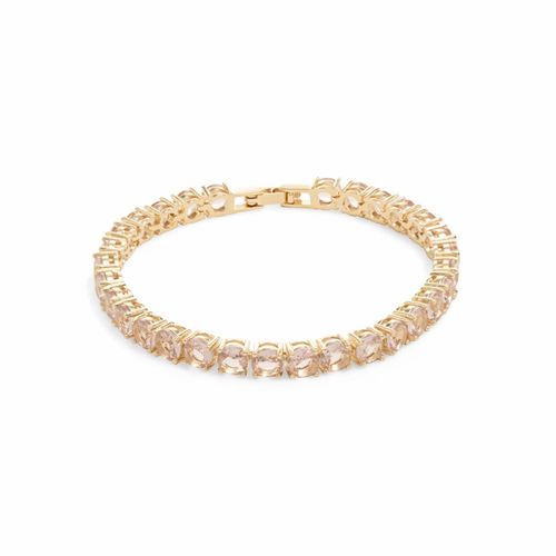 Pulseira Riviera Inteira Cristal Rodolita - Banho de Ouro 18k