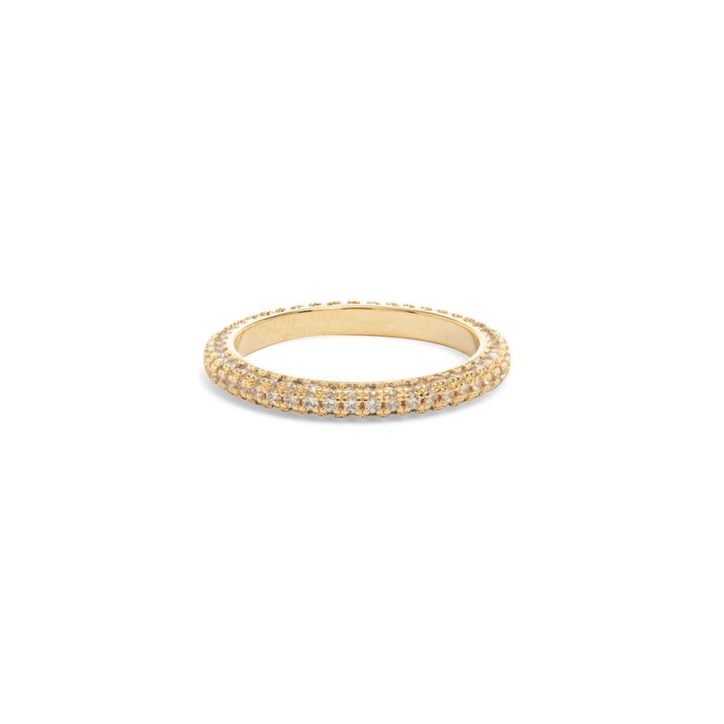 Anel-Solitario-Triplo-Zirconia-Branca-Retangular-com-Aparadores---Banho-de-Ouro-18k-e-Rodio-Branco