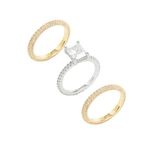 Anel-Solitario-Triplo-Zirconia-Branca-Retangular-com-Aparadores---Banho-de-Ouro-18k-e-Rodio-Branco