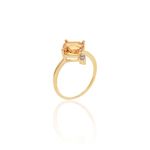 Anel-Quadrado-de-Cristal-Citrino-com-Ponto-de-Zirconia-Rosa---Banho-de-Ouro-18k