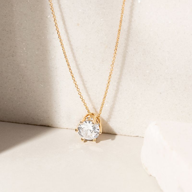Conjunto-Ponto-de-Luz-7mm-Zirconia-Branca---45cm---Banho-de-Ouro-18k-