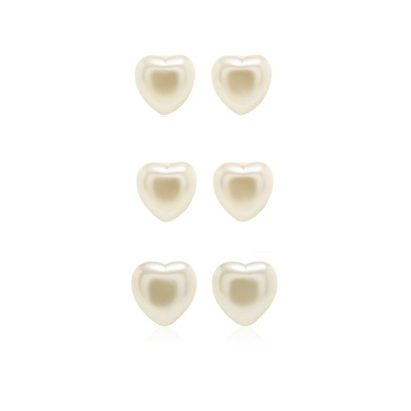 Kit-de-Brincos-Coracao-em-Perolas-Coreanas-3-pecas-6.5mm-8mm-10mm---Banho-de-Ouro-18k