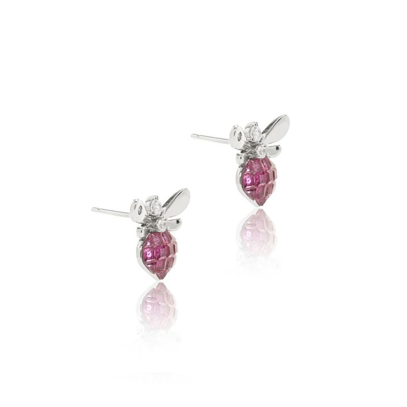 Brinco-Borboleta-Mosaico-Cristal-Turmalina-Rosa-Cravacao-Invisivel---Banho-de-Rodio-Branco