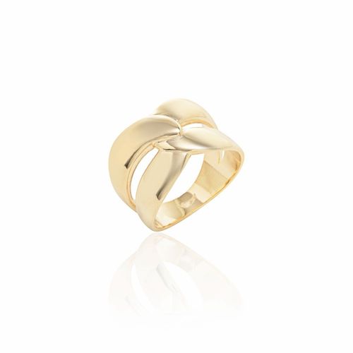 Anel Liso Entrelaçado - Banho de Ouro 18k