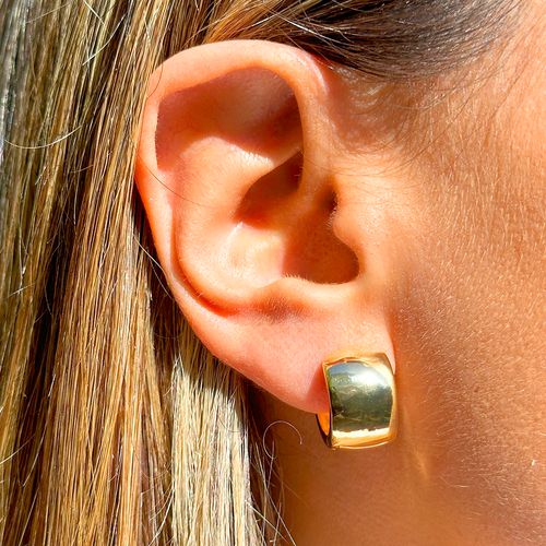 Brinco Argola Lisa 17mm - Banho de Ouro 18k