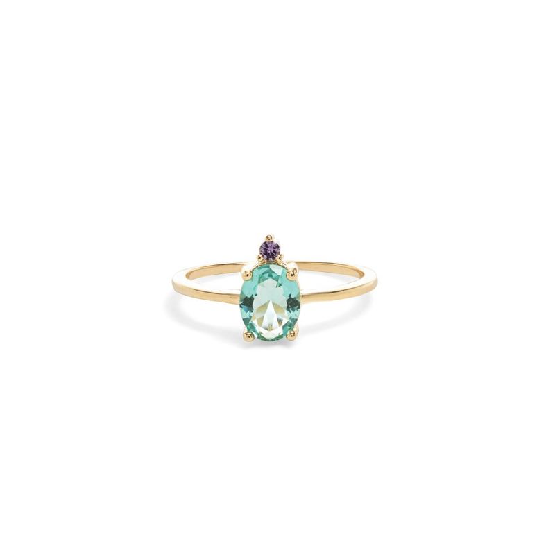 Anel-Solitario-de-Cristal-Paraiba-e-Zirconia-Roxa---Banho-de-Ouro-18k