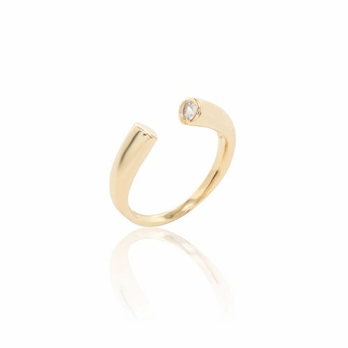 Anel Ponto de Luz Encontro com Zircônias Brancas - Banho de Ouro 18k