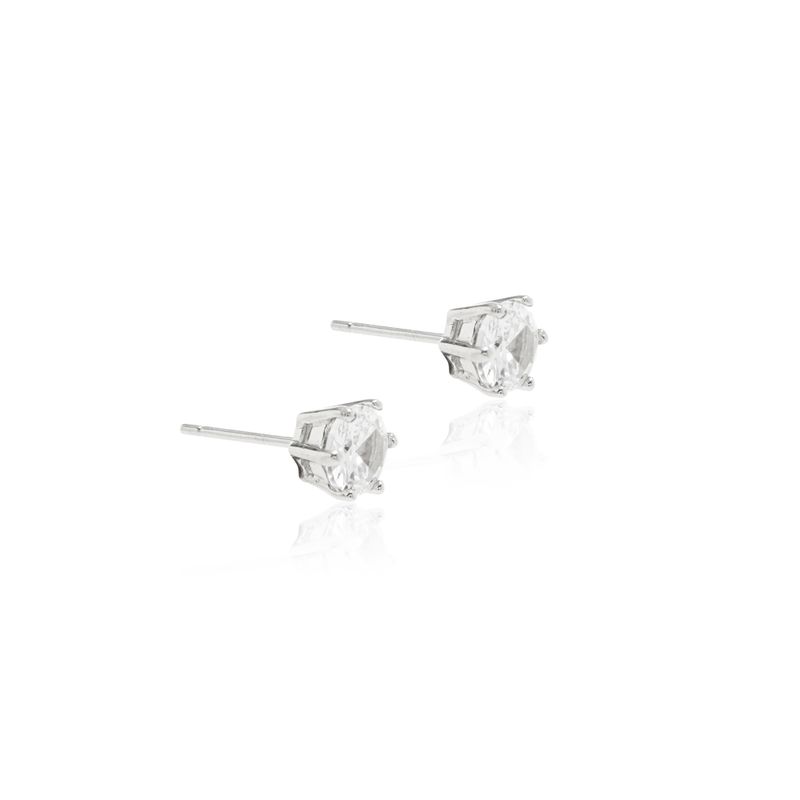 Brinco-Redondo-Zirconia-Branca-6mm-Cravacao-em-Garras---Prata-925-Banhada-em-Rodio-Branco