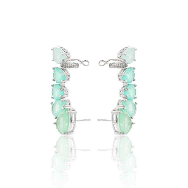 Brinco-Ear-Cuff-Gotas-de-Fusion-Esmeralda-Colombiana-Fusion-Turmalina-e-Fusion-Turmalina-Light---Prata-925