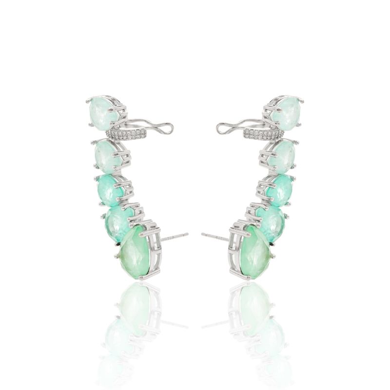 Brinco-Ear-Cuff-Gotas-de-Fusion-Turmalina-Light-Fusion-Turmalina-e-Fusion-Esmeralda-Colombiana---Prata-925