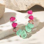 Brinco-Ear-Cuff-Gotas-de-Fusion-Turmalina-Rosa-Fusion-Esmeralda-Colombiana-e-Cristal-Rodolita---Prata-925-
