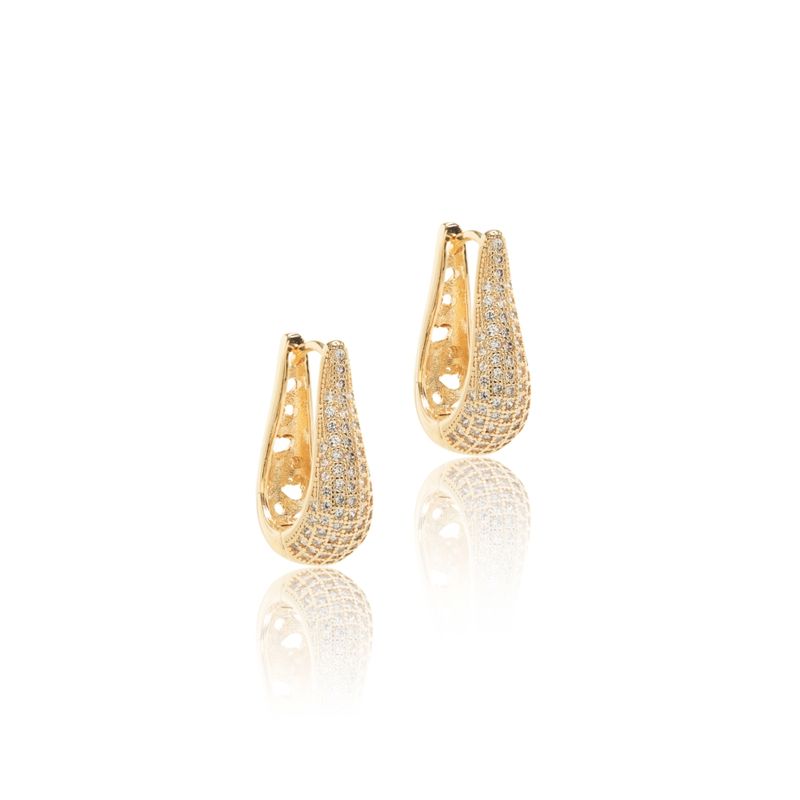 Brinco-Argola-Gota-10mm-com-Zirconia-Branca---Banho-de-Ouro-18k