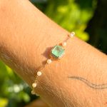 Pulseira-Fusion-Esmeralda-e-Fusion-Esmeralda-Colombiana-em-Formas-Fio-de-Perolas-Barrocas---16cm---Banho-de-Ouro-18k