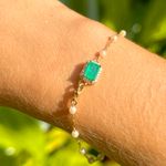 Pulseira-Fusion-Esmeralda-e-Fusion-Esmeralda-Colombiana-em-Formas-Fio-de-Perolas-Barrocas---16cm---Banho-de-Ouro-18k