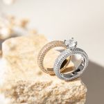 Anel-Solitario-Zirconia-branca---Aparador-Cravejado---Banho-de-Ouro-18k-e-Banho-de-Rodio-Branco