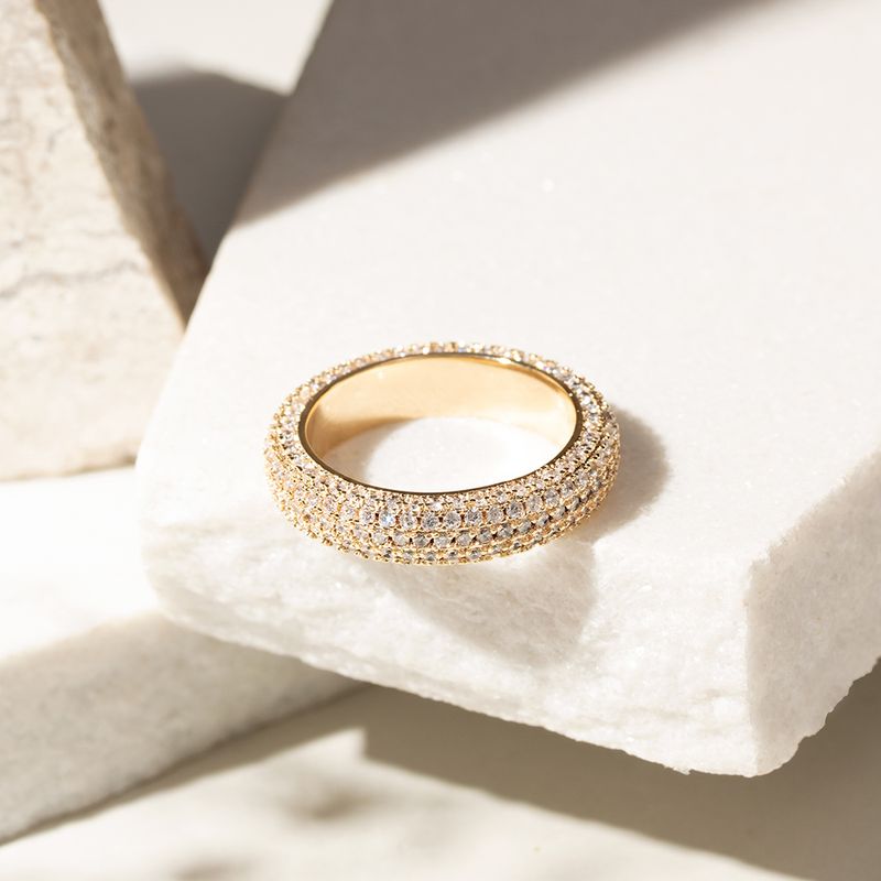 Anel-Solitario-Zirconia-branca---Aparador-Cravejado---Banho-de-Ouro-18k-e-Banho-de-Rodio-Branco