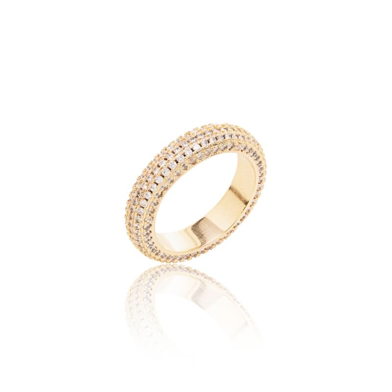 Anel-Solitario-Zirconia-branca---Aparador-Cravejado---Banho-de-Ouro-18k-e-Banho-de-Rodio-Branco