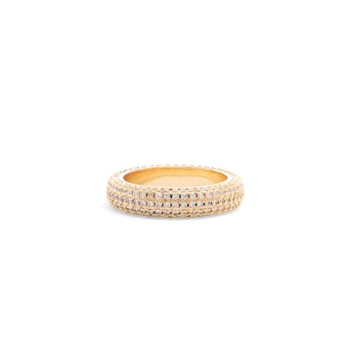 Anel Solitário Zircônia branca + Aparador Cravejado - Banho de Ouro 18k e Banho de Ródio Branco