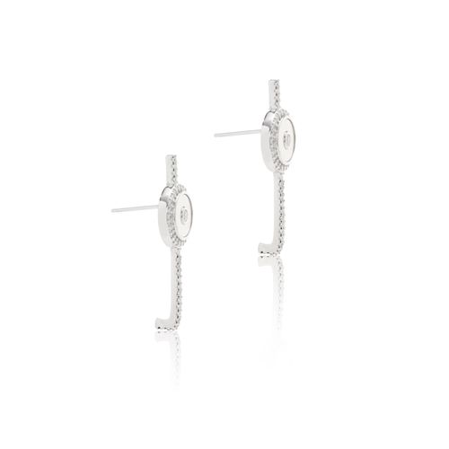 Brinco Disco de Madrepérola Cravejado com Zircônias Brancas - Banho de Ródio Branco