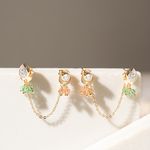 Brinco-Ear-Chain-Zirconia-Branca-Gota-e-Redondo-com-Cristal-Morganita-e-Cristal-Berilo---Banho-de-Ouro-18k