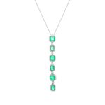 Colar-Gravatinha-Fusion-Esmeralda-Cravejado-com-Zirconias-Brancas---50cm---Banho-de-Rodio-Branco