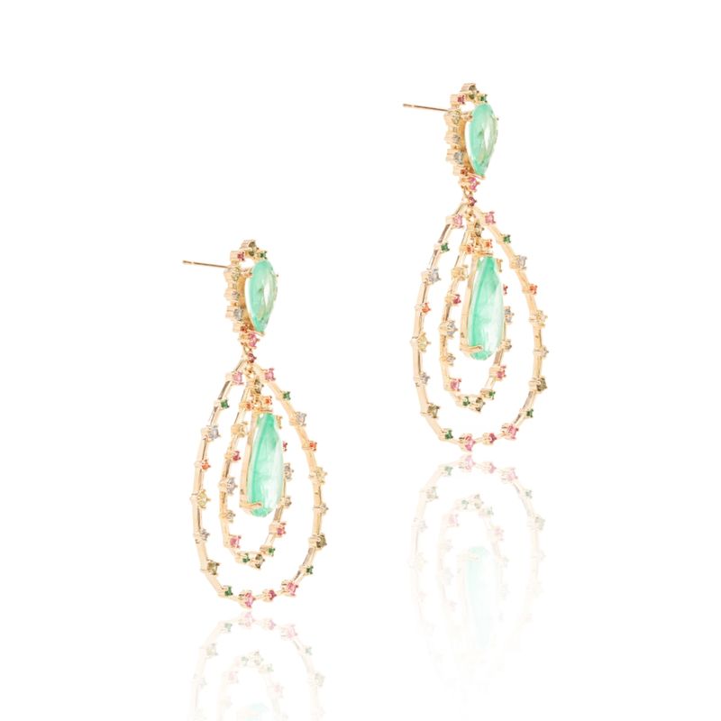 Brinco-Gota-Fusion-Esmeralda-Colombiana-com-Zirconias-Coloridas