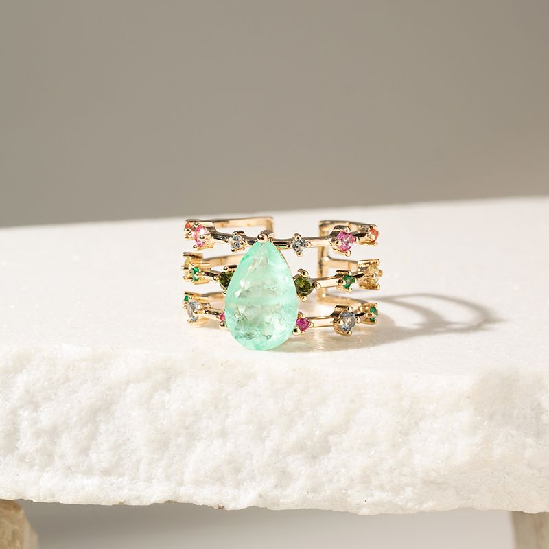 Anel-Gota-Fusion-Esmeralda-Colombiana-com-Zirconias-Coloridas---Banho-de-Ouro-18k