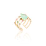 Anel-Gota-Fusion-Esmeralda-Colombiana-com-Zirconias-Coloridas---Banho-de-Ouro-18k