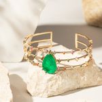 Bracelete-Gota-Fusion-Esmeralda-com-Zirconias-Coloridas---Banho-de-Ouro-18k