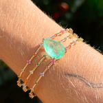Bracelete-Gota-Fusion-Esmeralda-Colombiana-com-Zirconias-Coloridas---Banho-de-Ouro-18k