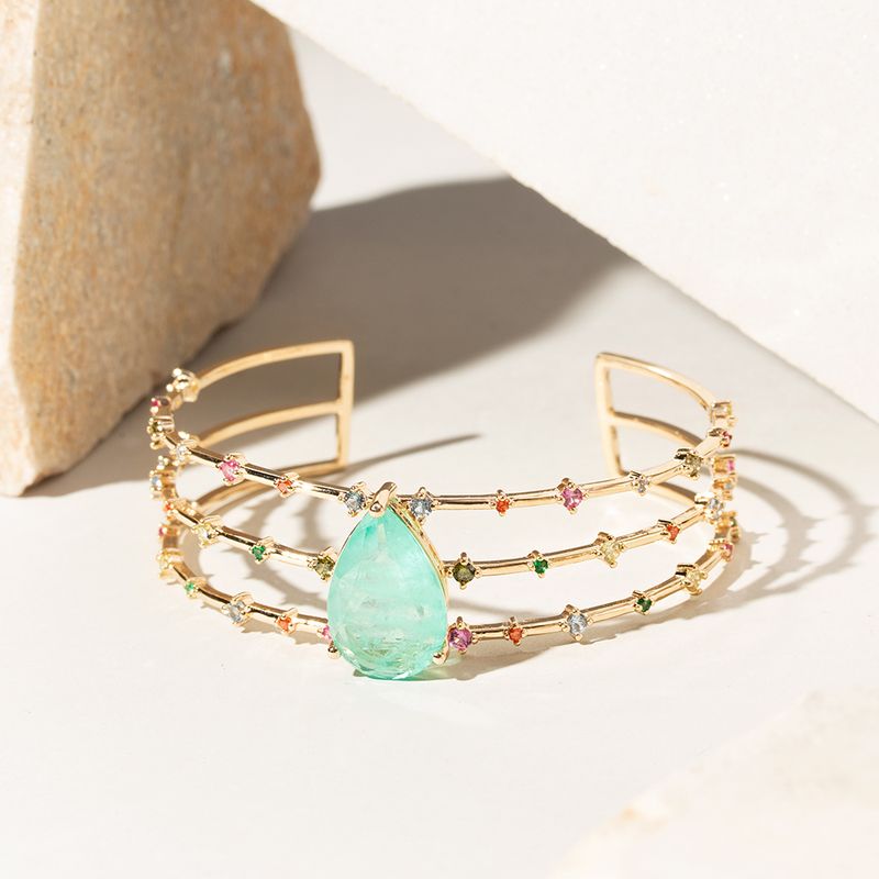 Bracelete-Gota-Fusion-Turmalina-com-Zirconias-Coloridas---Banho-de-Ouro-18k