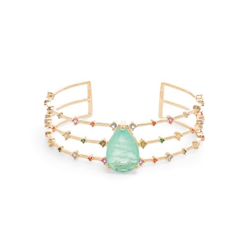 Bracelete Gota Fusion Turmalina com Zircônias Coloridas - Banho de Ouro 18k
