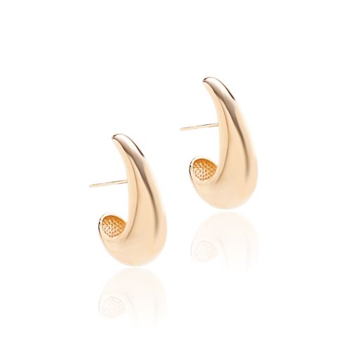 Brinco Gota Maxi Liso - Banho de Ouro 18k