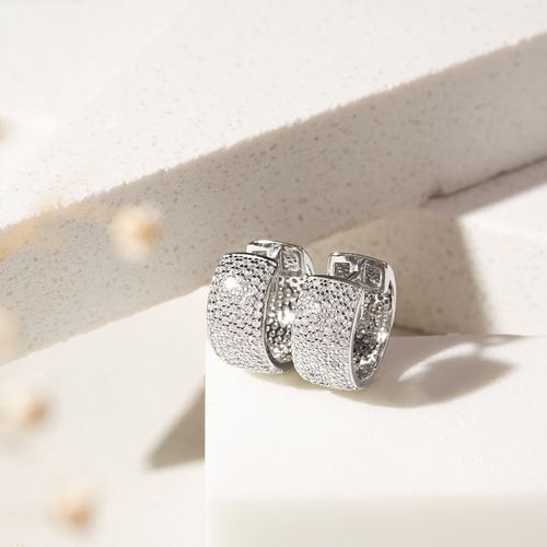 Brinco Argola Cravejado com 7 Fileiras de Zircônias Brancas - Prata 925