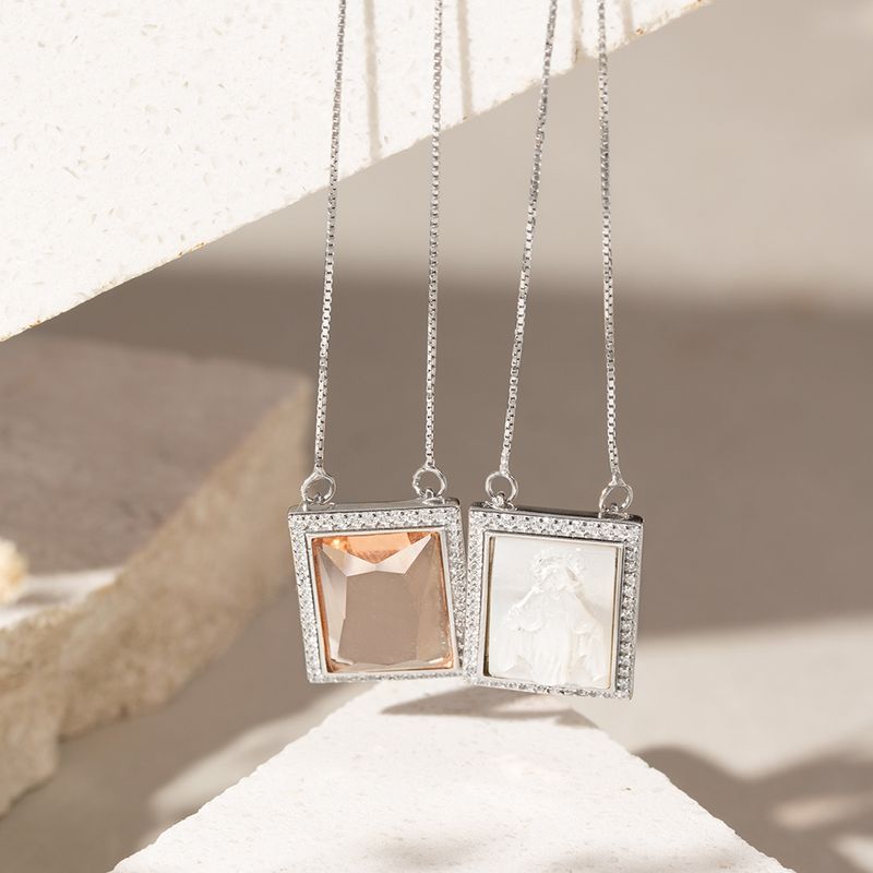 Colar-Escapulario-Nossa-Senhora-das-Gracas-em-Madreperola-e-Cristal-Rodolita---Prata-925