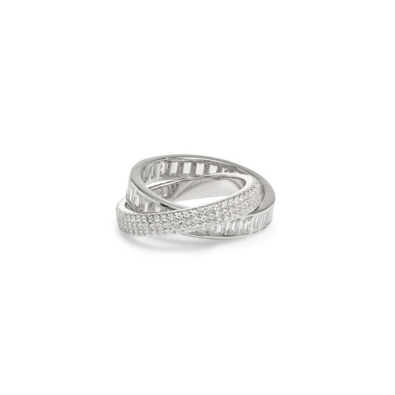 Anel-Alianca-Entrelacada-Cravejada-com-Zirconias-Brancas-Baguete-e-3-Linhas---Prata-925