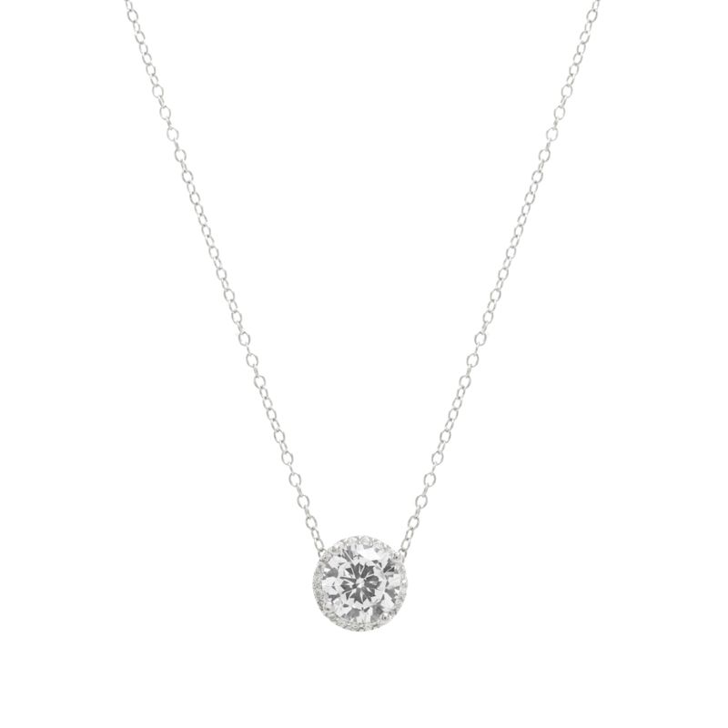 Colar-Redondo-com-Zirconia-Branca-75-mm-Lapidada-em-Brilhante-com-Cravacao-Halo---46-cm---Prata-925