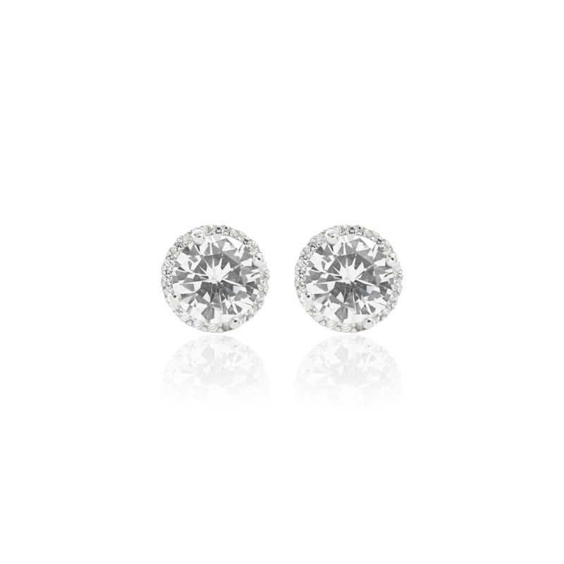 Brinco-Redondo-com-Zirconia-Branca-75-mm-Lapidada-em-Brilhante-com-Cravacao-Halo---Prata-925