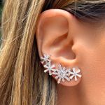 Brinco-Ear-Cuff-Flores-Cravejado-com-Zirconias-Brancas---Prata-925