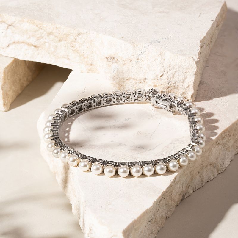 Pulseira-Riviera-com-Perolas-de-Agua-Doce---17-cm---Prata-925